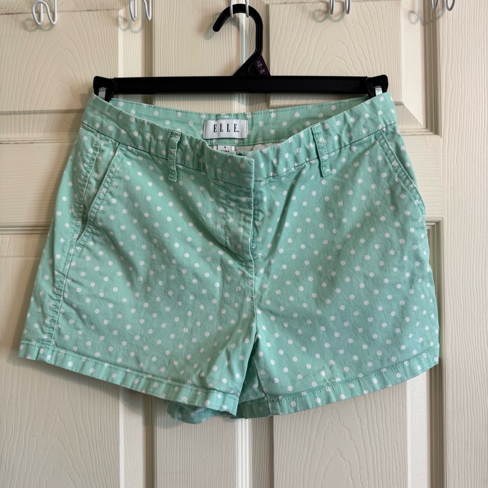 Elle Women's Light Green Polka Dot Shorts